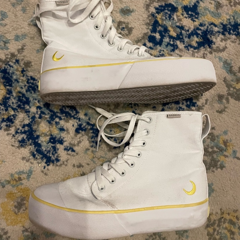 White High-Top Sneakers with Moon detail